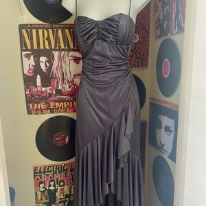 Vintage 90's glitter Windsor evening prom formal gown with soft ruffles